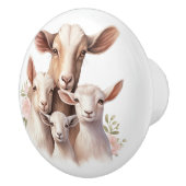 美しいヤギの家族 セラミックノブ (右)