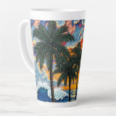 美しいヤシの木のビーチシーン カフェラテマグ (左アングル)
