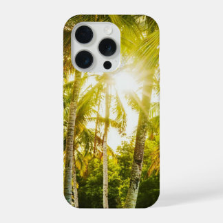 美しいヤシの木 ゴールドサン・バースト iPhoneケース iPhone 15 Proケース