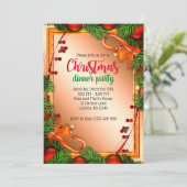 美しいヤドリギフレームクリスマスディナーパーティー 招待状 (スタンド正面)