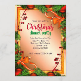 美しいヤドリギフレームクリスマスディナーパーティー 招待状