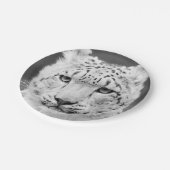 美しいユキヒョウの白黒ポートレート ペーパープレート (アングル)