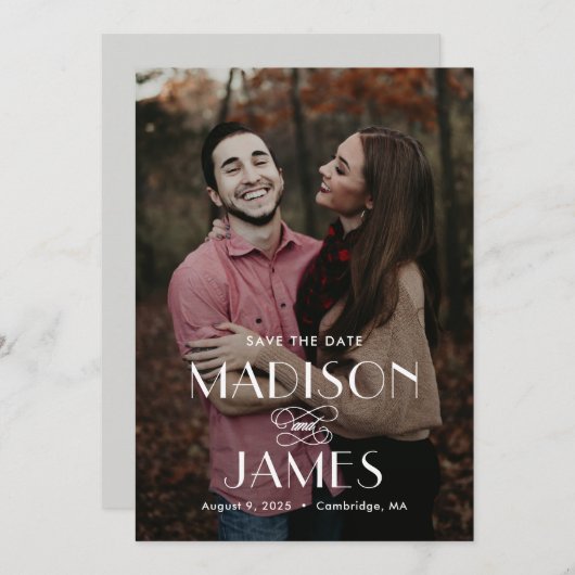 美しいユニオン編集可能カラー日付カードの保存 招待状 (正面/裏面)