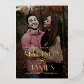 美しいユニオンFOIL結婚式の日付カードを保存 箔招待状 (正面)