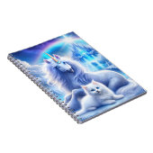 美しいユニコーンと子猫の冬のファンタジー ノートブック (右側)