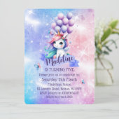 美しいユニコーンと風船をテーマにした招待状 招待状 (スタンド正面)