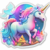 美しいユニコーンのステッカー シール (正面)