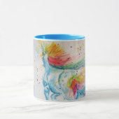 美しいユニコーンの水の色のアートガールズレディースマグ マグカップ (中央)