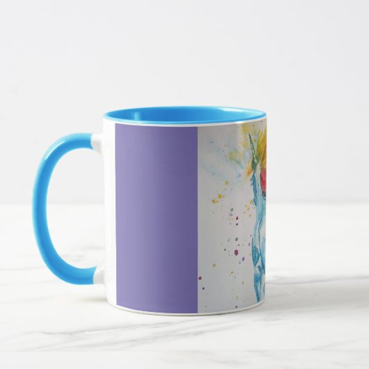 美しいユニコーンの水の色のアートガールズレディースマグ マグカップ (左)