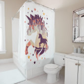 美しいユニコーンエレガント星ファンタジー シャワーカーテン (インサイチュ)