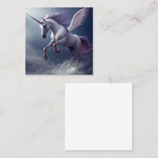 美しいユニコーンカラフルの背景 スクエア名刺 (正面/裏面)