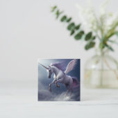 美しいユニコーンカラフルの背景 スクエア名刺 (スタンド正面)