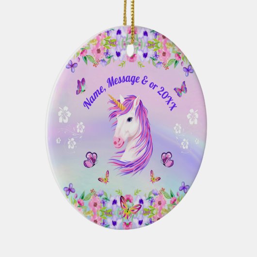美しいユニコーンパーソナライズされたオーナメント セラミックオーナメント (右)