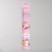 美しいユニコーンピンクのフローラ女の子の成長チャート ポスター (正面)