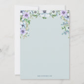 美しいユニコーンブルーフローラ少年の赤ちゃんシャワー 招待状 (裏面)