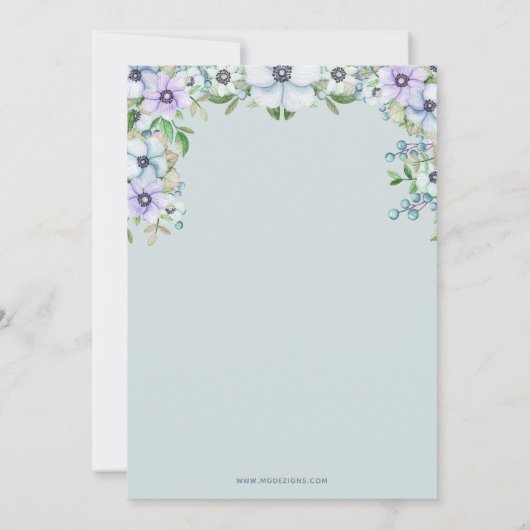 美しいユニコーンブルーフローラ少年の赤ちゃんシャワー 招待状 (裏面)