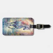 美しいユニコーン名前をカスタムするテンプレート ラゲッジタグ (正面横)