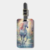 美しいユニコーン名前をカスタムするテンプレート ラゲッジタグ (正面縦)