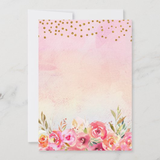 美しいユニコーン水色フローラ1st誕生日I 招待状 (裏面)