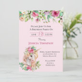 美しいユニコーン誕生日 招待状 (スタンド正面)