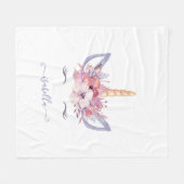 美しいユニコーン顔フローラ水の色名 フリースブランケット (正面(横))