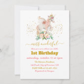 美しいユニコーン1st誕生日招待状 招待状 (正面)