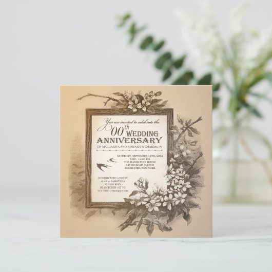 美しいユニークなヴィンテージ・アニバーサリー・インビテーション 招待状 (スタンド正面)