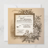 美しいユニークなヴィンテージ・アニバーサリー・インビテーション 招待状 (正面)