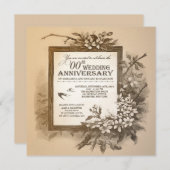 美しいユニークヴィンテージ記念日招待状 招待状 (正面/裏面)