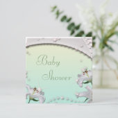 美しいユリおよび輝きの真新しいベビーシャワー 招待状 (スタンド正面)