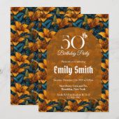 美しいユリのアクセント付き大人の誕生日 招待状 (正面/裏面)