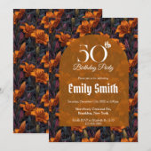 美しいユリのアクセント付き大人の誕生日 招待状 (正面/裏面)