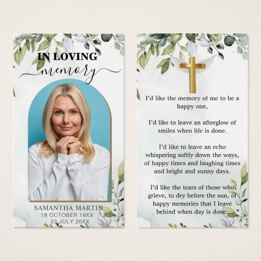 美しいユーカリ記念葬式ブックマーク (正面&裏面)