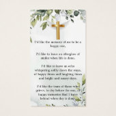 美しいユーカリ記念葬式ブックマーク (裏面)