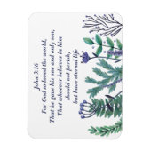 美しいヨハネ3:16かわいらしフローラ引用文 マグネット (縦)