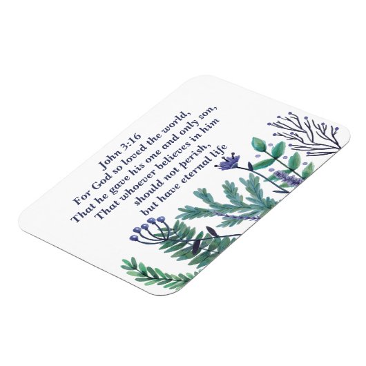美しいヨハネ3:16かわいらしフローラ引用文 マグネット (左側)