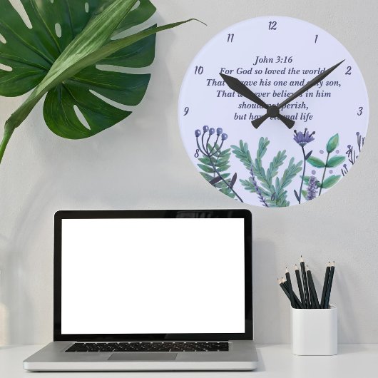 美しいヨハネ3:16神のために世界を愛した ラウンド壁時計