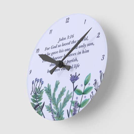 美しいヨハネ3:16神のために世界を愛した ラウンド壁時計 (傾斜)