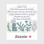 美しいヨハネ3:16聖書の聖句キリスト教のフローラ シール (シート)