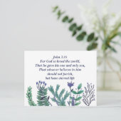 美しいヨハネ3:16聖書の聖句クリスチャン シーズンポストカード (スタンド正面)