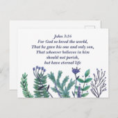 美しいヨハネ3:16聖書の聖句クリスチャン シーズンポストカード (正面/裏面)