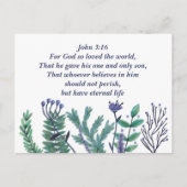美しいヨハネ3:16聖書の聖句クリスチャン シーズンポストカード (正面)