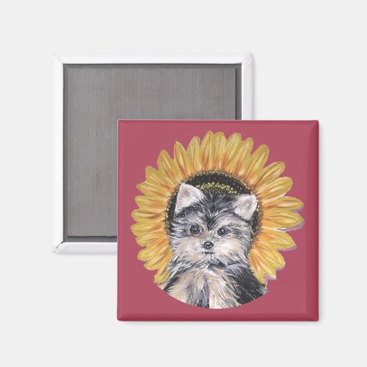 美しいヨークシャーテリアドッグ マグネット (正面/裏面)