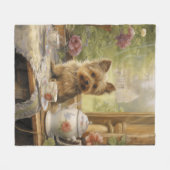 美しいヨークシャーテリア フリースブランケット (正面(横))