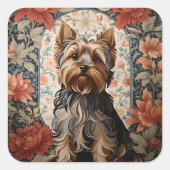 美しいヨークシャーテリア | Yorkshire Terrierポートレート スクエアシール (正面)