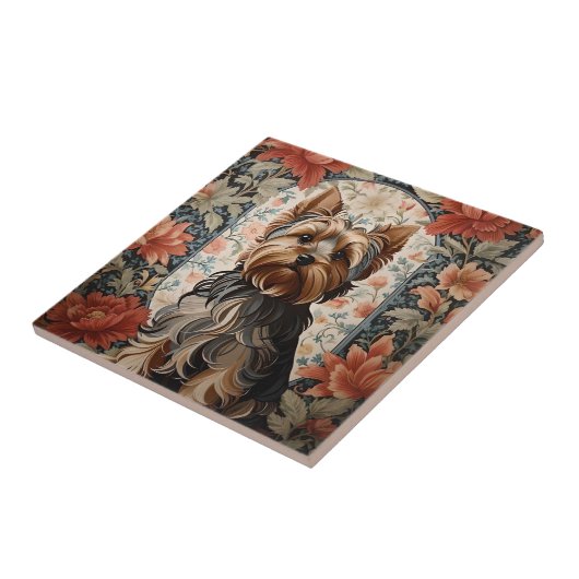 美しいヨークシャーテリア | Yorkshire Terrierポートレート タイル (側面)