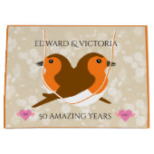 美しいヨーロッパのロビンズ：任意の年の記念日 ラージペーパーバッグ (正面)