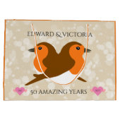 美しいヨーロッパのロビンズ：任意の年の記念日 ラージペーパーバッグ (裏面)