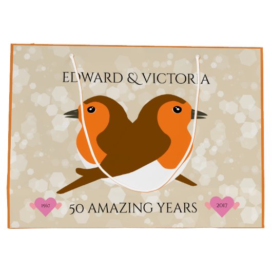 美しいヨーロッパのロビンズ：任意の年の記念日 ラージペーパーバッグ (裏面)