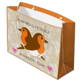 美しいヨーロッパのロビンズ：任意の年の記念日 ラージペーパーバッグ (裏面アングル)